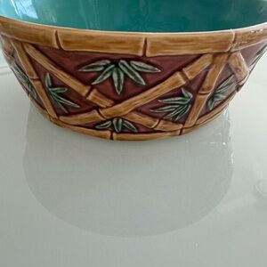 Rare Tiffany &Co Bamboo Bowl with Palm Leaves